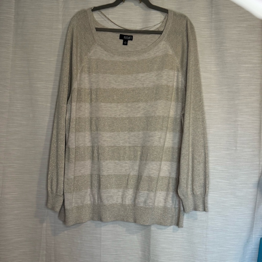 a.n.a Women's Silver Striped Sweater